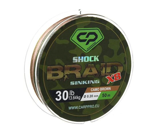 Carp Pro  Shock Braid PE X8 30 lb 50 m 0.20 mm Camo Brown