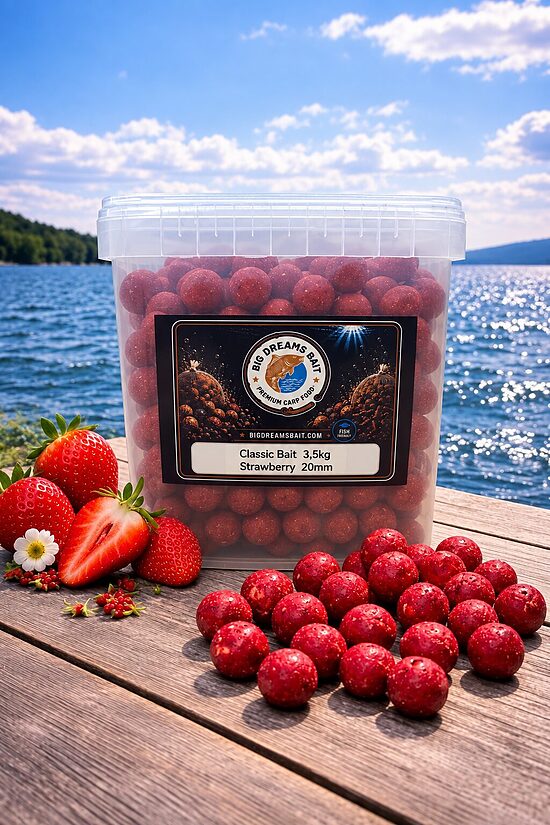 Classic Bait Strawberry Boilies 20mm 3.5kg